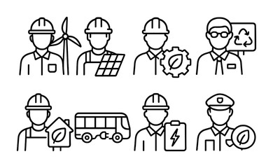 Renewable energy line icons set – sustainable, eco-friendly symbols and designs