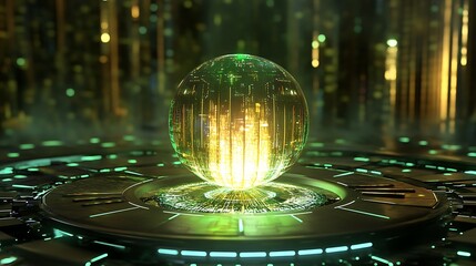 Glowing Sphere Futuristic Tech Scene.