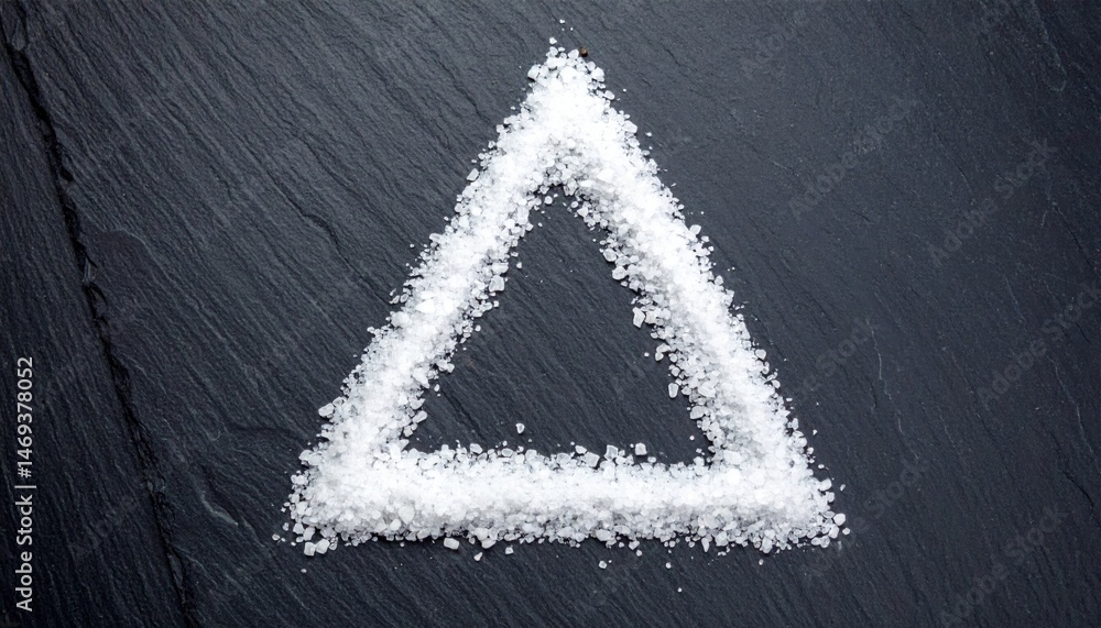Poster creating artistic designs with salt triangle shape on slate surface food photography minimalist styl