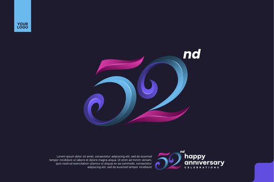 Colorful 52nd Anniversary Celebration Design with Artistic Gradient Number and Dark Background
