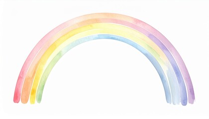 Colorful rainbow arching over a serene landscape watercolor art peaceful environment artistic viewpoint