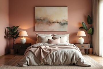 Serene bedroom sanctuary Calm bedding warm hues