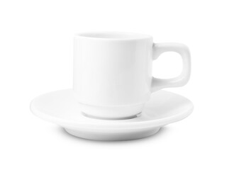 Coffee cup and saucer isolated on white