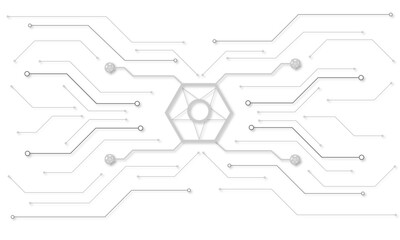 White circuit motherboard with blank CPU in the middle concept. 