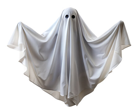 white gost illustration isolated on white background. Transparent PNG file type available .