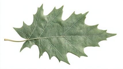 Fototapeta premium Detailed Green Leaf with Serrated Edges on White Background