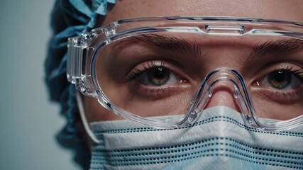 Focused medical professional: closeup sequence of masked healthcare worker