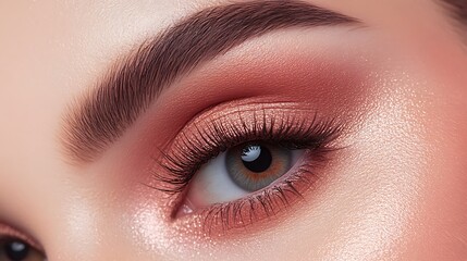Fototapeta premium Closeup eye makeup with peach tones.