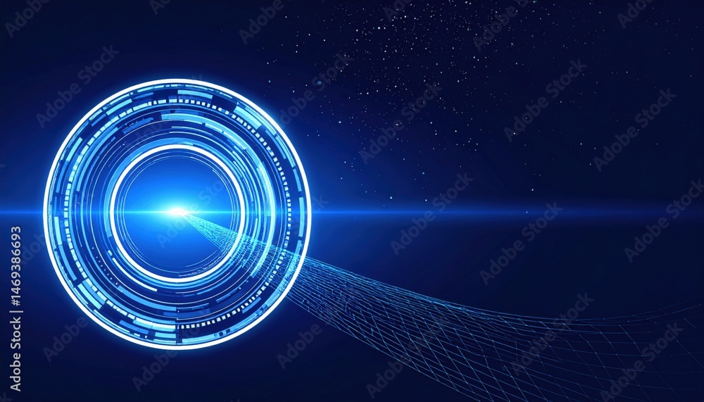 Poster dynamic digital visualization virtual space abstract graphics futuristic environment close-up view t