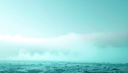 Misty sunrise over tranquil marshlands nature photography serene environment wide-angle view dreamy atmosphere