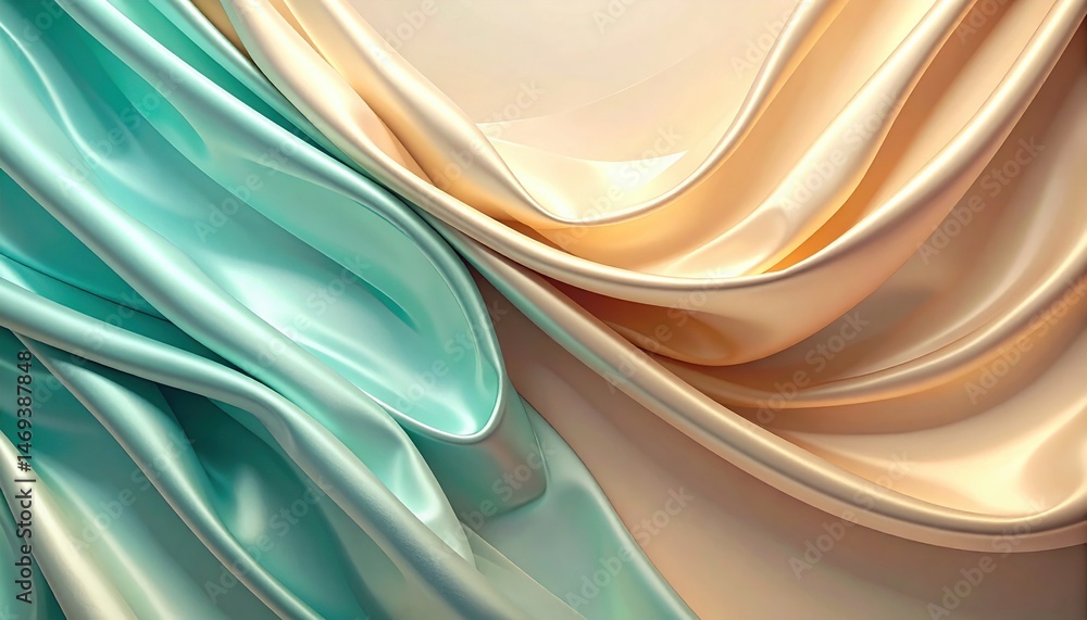 Poster flowing textures of silk fabric abstract background digital art soft aesthetic close-up view visual 