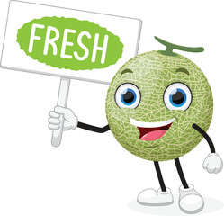 Cute Cantaloupe melon cartoon mascot character