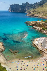 Aerial view of Cala Sant Vicent resort in Mallorca, Balearic Islands, Spain