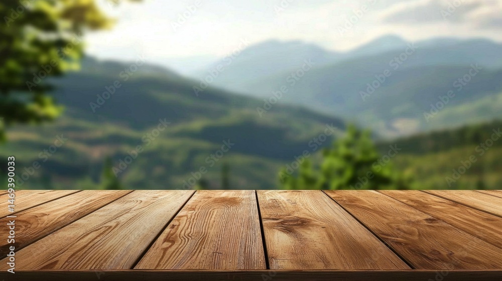 Poster the perfect rustic setting for displaying items on a wooden table.