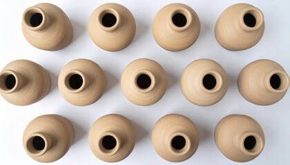 Artisan crafting of traditional clay vessels studio workspace photography minimalistic top-down perspective cultural heritage