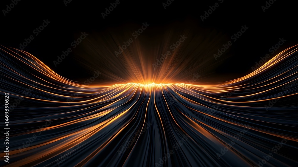 Aufkleber the image contains an abstract rendering of dark, flowing lines that converge at a central point, em