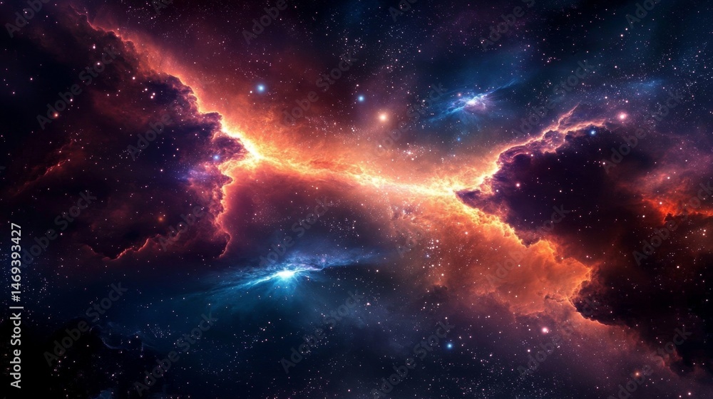 Wall mural dive into the vivid and rich hues of a nebula captured in the vastness of space.