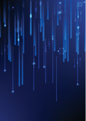 Technology abstract background, concept digital matrix perspective in futuristic blue light, high technology network line science fiction bright neon, striped wallpaper outer space with light.