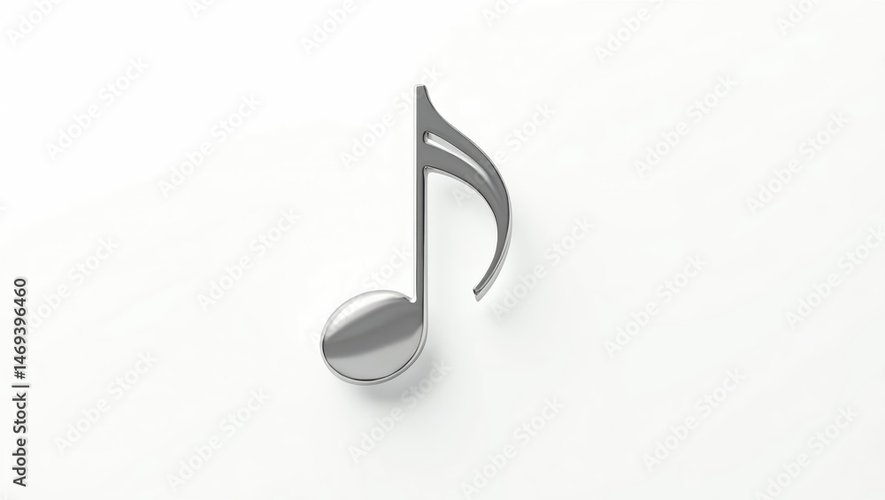Poster metallic musical note icon on a plain background with sleek design