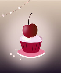 cupcake with cherry on top
