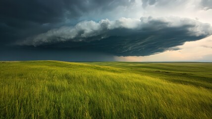 Obraz premium Dramatic Storm Clouds Over Wheat Field