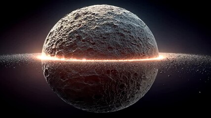 Detailed view of a textured celestial body with rings - Powered by Adobe