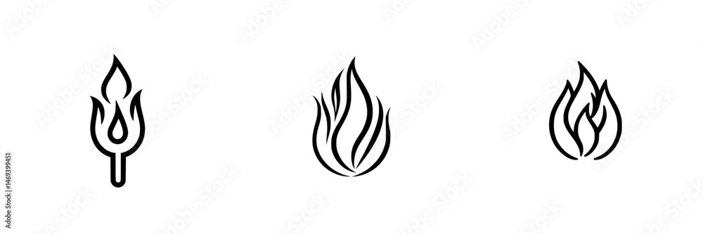 Poster vector illustration of flame icons representing fire in various styles and designs suitable for grap