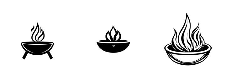 Unique vector illustrations of flame icons representing warmth and cooking in modern design