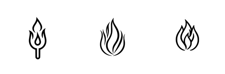 Vector illustration of flame icons representing fire in various styles and designs suitable for graphic usage
