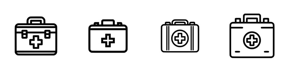 Obraz premium Different styles of first aid kits represented in a vector illustration showcasing essential health tools for emergencies