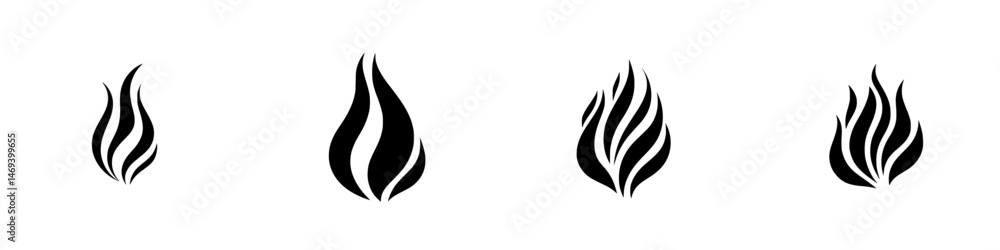 Poster unique vector illustration of fire icons displaying different flame shapes and styles suitable for v