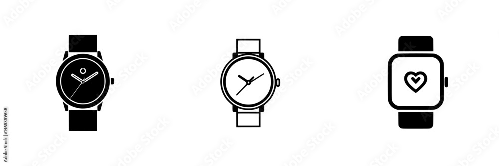 Poster vector illustration of three distinct watch designs showcasing modern simplicity and functionality f