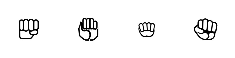 Fist icon set showcasing various styles and sizes for versatile graphic design applications