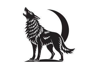 Fototapeta premium Howling Wolf Silhouette Vector
