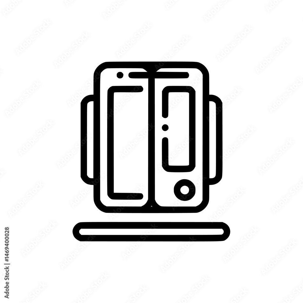 Poster vector illustration icon depicting a gaming console with controllers on a stand showcasing a modern 