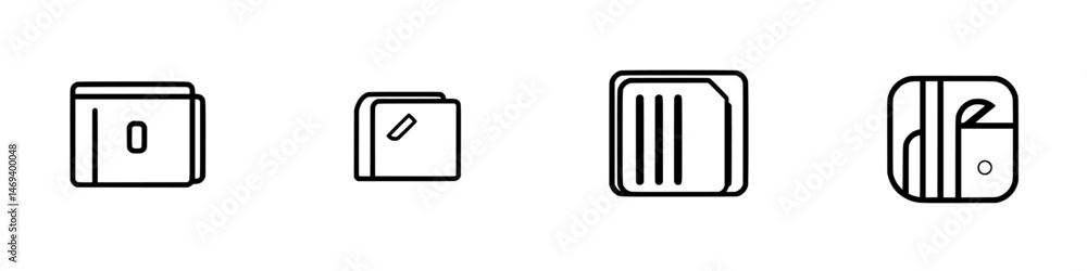 Poster vector illustration icons representing various wallet types, design elements for finance-related app