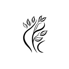 Naklejka premium Elegant vector illustration of a stylized tree with leaves representing nature and growth
