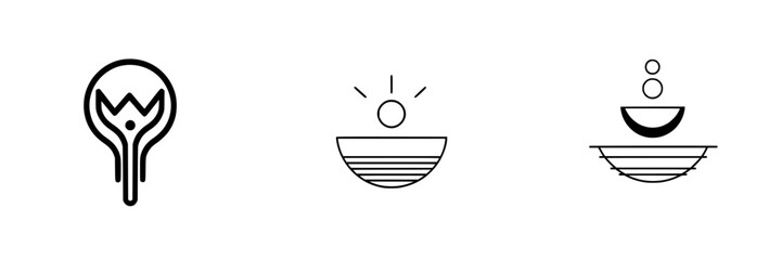 Vector illustration icons featuring abstract designs of sun and water elements