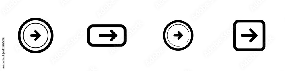 Poster collection of vector illustration icons featuring various directional arrows in different styles and