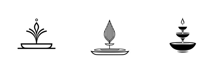 Fototapeta premium Elegant vector illustrations of decorative fountains showcasing unique designs and artistic flair for tranquil spaces