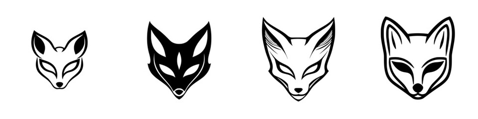 Fototapeta premium Vector illustration icons of fox heads in various styles and designs showcasing different expressions and details for graphic use