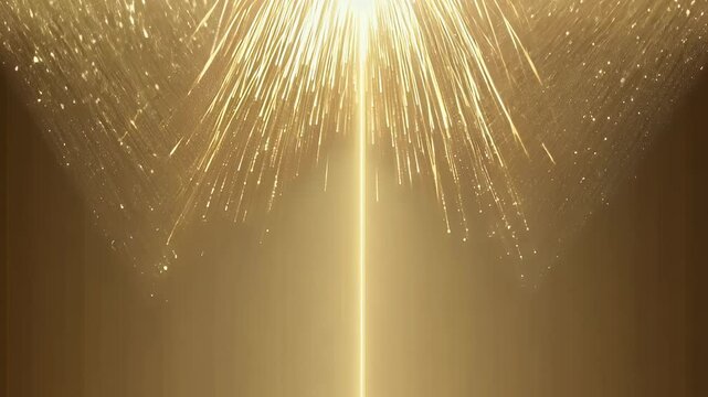 Vertical golden light beam with radiant burst