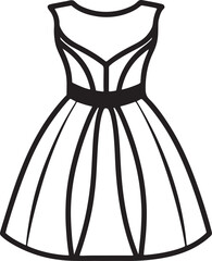 velvet dress line art, black outline, vector and illustration, coloring book page line art drawing