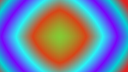 Abstract vibrant gradient design featuring a central diamond shape with radiating concentric rings of color