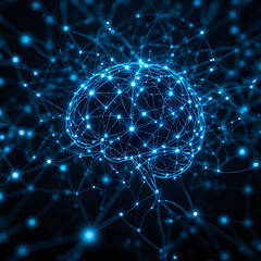 Fototapeta premium Glowing Brain Network Illustrating Artificial Intelligence and Neural Connections