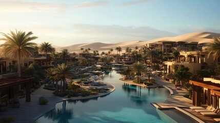 Fototapeta premium Desert Oasis Resort: Luxury Architecture and Relaxation