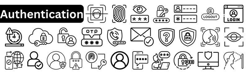 Authentication & Login Icon Pack – Line Style