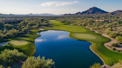 Fototapeta premium Desert Golf Course Aerial View