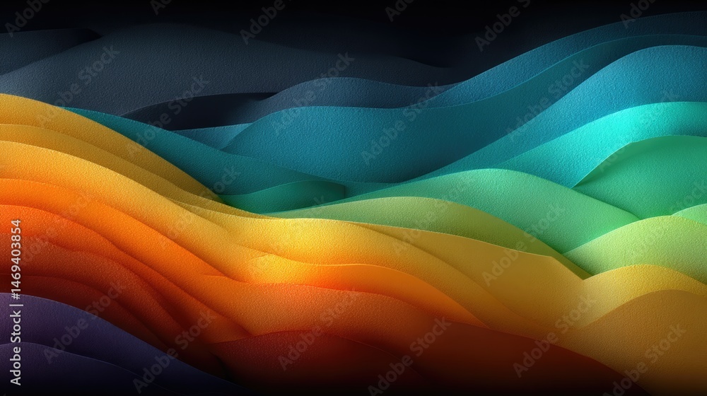 Aufkleber dynamic abstract colorful waves background digital art vibrant environment depth perspective creativ