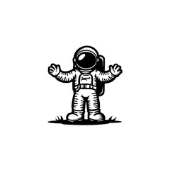 Stylized astronaut silhouette embracing the vast expanse of the cosmos conceptually